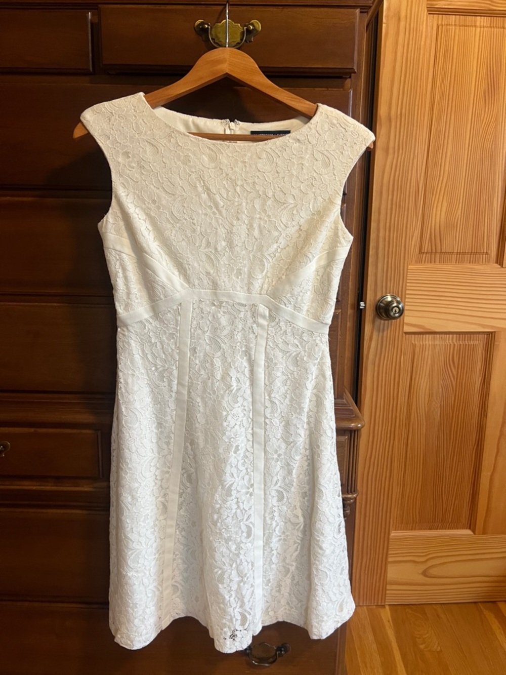 American Living Elegant White Lace Midi Dress